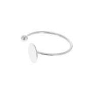 Bague réglable avec plateau pour cabochon fond plat 8 mm - Placage argent fin x1