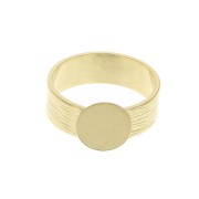 Bague striée réglable avec plateau pour cabochon 10 mm - Doré à l'or fin x1