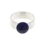 Bague striée réglable avec plateau pour cabochon 10 mm - Placage argent fin x1