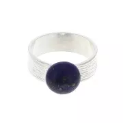 Bague striée réglable avec plateau pour cabochon 10 mm - Placage argent fin x1