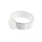 Bague striée réglable avec plateau pour cabochon 10 mm - Placage argent fin x1