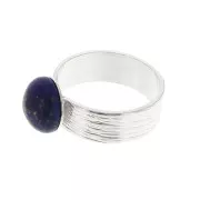 Bague striée réglable avec plateau pour cabochon 10 mm - Placage argent fin x1