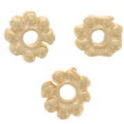 Perles rondelles fleur 6 mm Doré à l'or fin x10