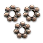 Perles rondelles fleur 6 mm - Cuivré vieilli x10|raw }}