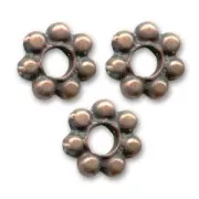 Perles rondelles fleur 6 mm - Cuivré vieilli x10