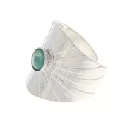 Bague large réglable serti pour cabochon à fond plat 6 mm - Placage argent fin x1