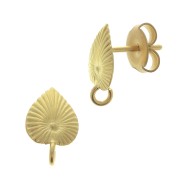 Clous d'oreilles feuille avec anneau ouvert 12x8 mm - Doré à l'or fin satiné x2|raw }}