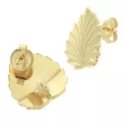 Clous d'oreilles feuille 17.5x15.5 mm avec anneau ouvert - Doré à l'or fin x2