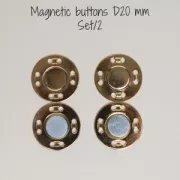 Set de 2 boutons aimantés à coudre 20 mm - Doré