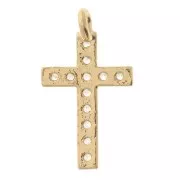 Breloque croix avec oxydes de Zirconium 11x7 mm - Doré à l'or fin x1