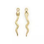 Pendentif serpent avec 2 oxydes de zirconium 28x3.3 mm Doré à l'or fin x1