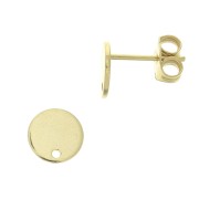 Clous d'oreilles disque avec un trou 8 mm - Doré à l'or fin x2|raw }}