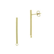 Clous d'oreilles barre avec anneau fermé 23x2 mm - Doré à l'or fin x2|raw }}