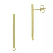 Clous d'oreilles barre avec anneau fermé 33x2 mm - Doré à l'or fin x2