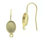Crochets d'oreilles ovales porte cabochon 8x6 mm avec anneau fermé - Doré x2