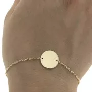 Bracelet fin maille Forçat avec intercalaire rond - Plaqué Or 3 microns x1