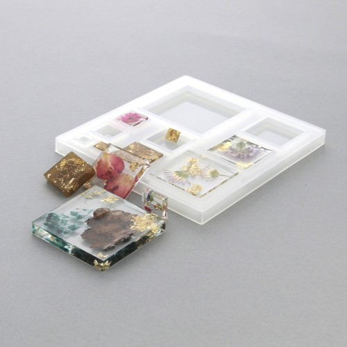 Moule silicone pour réaliser 10 carrés en résine x1
