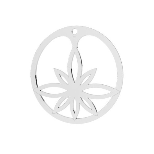 Pendentif rond fleur de lotus ajourée 30 mm - Argent 925 x1