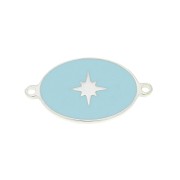 Intercalaire ovale motif étoile - résine époxy Bleu - 19x11 mm - Argent 925 x1