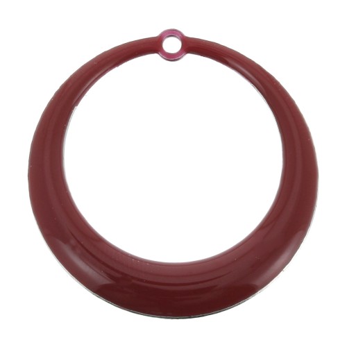 Pendentifs ronds évidés en résine époxy 28 mm - Rouge foncé x4