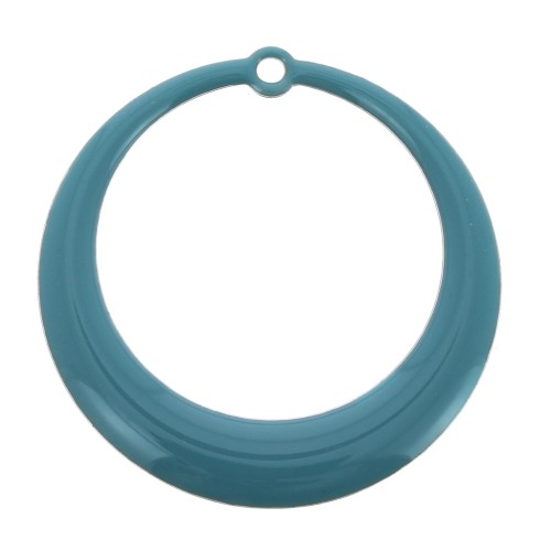 Pendentifs ronds évidés en résine époxy 28 mm - Turquoise x4