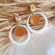 Pendentifs ronds évidés en résine époxy 28 mm - Taupe x4