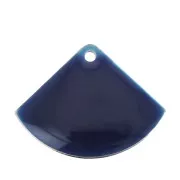 Sequins éventail en laiton et résine époxy 15x20 mm Bleu nuit x4