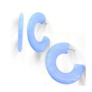 Créoles plates - effet marbré - en acrylique 47 mm - Rose - Blanc x2