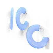 Créoles plates - effet marbré - en acrylique 47 mm - Rose - Blanc x2