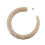 Créoles épaisses fil rond effet marbré en acrylique 52 mm - Sable - Blanc x2|raw }}