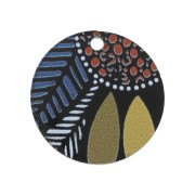 Sequin rond en plexiglas 22 mm motif ethnique - Noir - Multicolore x1|raw }}
