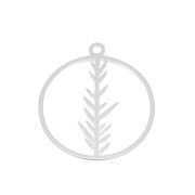 Breloque ronde évidée avec feuillage 16 mm en Argent 925 x1|raw }}