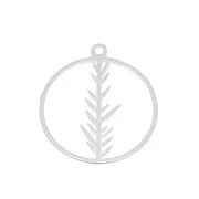Breloque ronde évidée avec feuillage 16 mm en Argent 925 x1