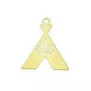 Breloque triangle ethnique design - tipi - 17x14 mm en Argent 925 Doré x1