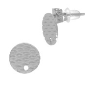Clous d'oreilles disque travaillé 10 mm avec un trou - Acier inoxydable 304L x2