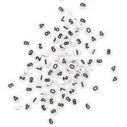 Assortiment de 100 perles plates rondes chiffres 7 mm - Blanc - Noir|raw }}