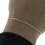 Chaîne maille forçat avec perles rondes facettées 2 mm(1x2) AG925 x50cm