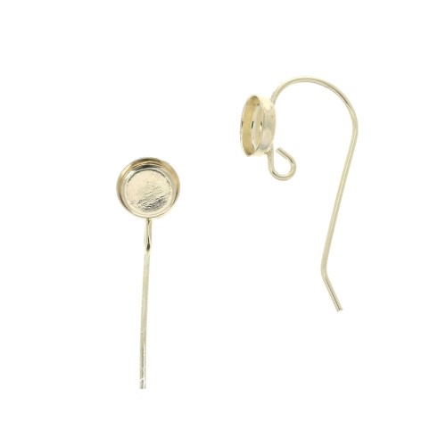 Crochets d'oreilles ronds pour cabochon 6 mm - Gold Filled (or laminé) x2