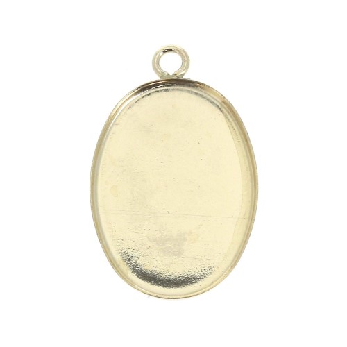 Pendentif ovale pour cabochon fond plat 18x13 mm - Gold filled (or laminé) x1