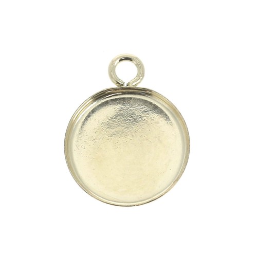Pendentif rond pour cabochon fond plat 10 mm - Gold filled (or laminé)  x1