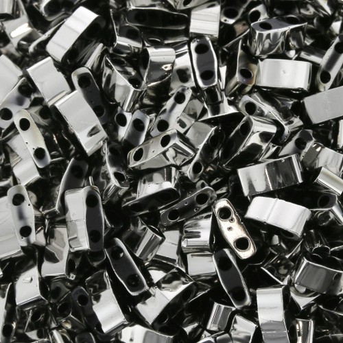 Miyuki Half Tila Beads 5x2.3x1.9mm HTL-55097 - Black Argentic Full x10g