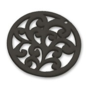 Pendentif baroque 50 mm en bois Noir x1