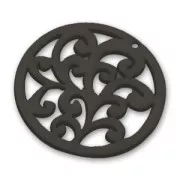 Pendentif baroque 50 mm en bois Noir x1