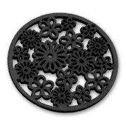 Pendentif fleurs 50 mm en bois Noir x1