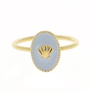 Bague ovale réglable résine époxy motif coquillage -Doré à l'Or fin -Mauve clairx1|raw }}