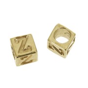 Perle lettre alphabet cube 5 mm avec gros trou - Z - Plaqué Or 3 microns x1|raw }}