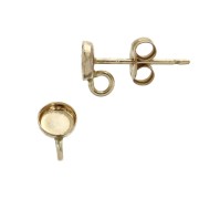 Clous d'oreilles ronds pour cabochon 4mm - anneau fermé Gold Filled (or laminé) x2