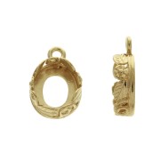 Pendentif ovale travaillé pour cabochon fond plat 10x8 mm - Plaqué Or 3 microns x1|raw }}