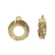 Pendentif rond travaillé pour cabochon fond plat 10 mm - Plaqué Or 3 microns x1|raw }}