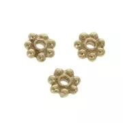 Perles rondelles forme fleur 4 mm - Plaqué Or 3 microns x4